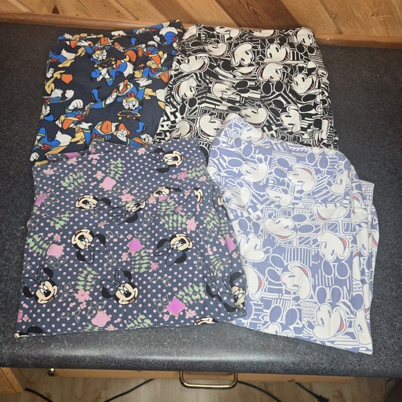 Lot Of Four (4) Lularoe Disney Leggings Tall & Curvy Mickey Minnie Donald Duck‎ - Picture 1 of 7